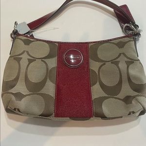 Coach/small purse/ tan and red